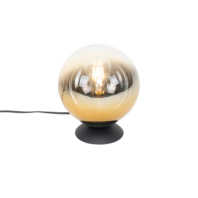 E-shop Stolná lampa Art Deco čierna so zlatým sklom - Pallon