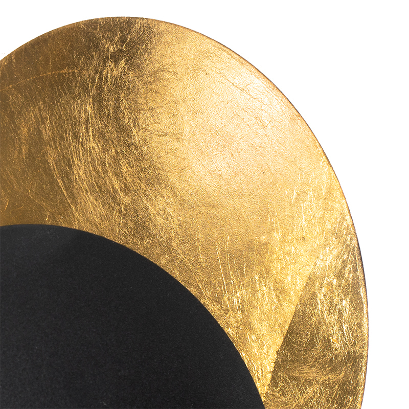 QAZQA Appliques Sunrise - Moderno - Acciaio - Nero/Oro/Ottone - Tondo Max. 1 X Watt 16 Lampada da parete moderna nera con oro - Sunrise