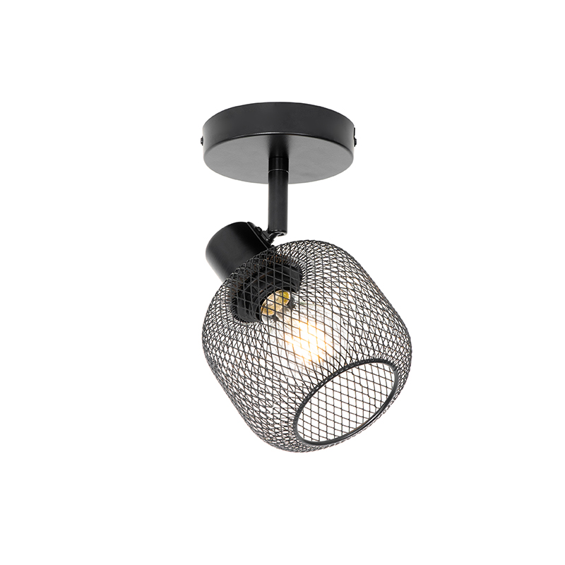 QAZQA Industriële spot zwart - Bliss Mesh