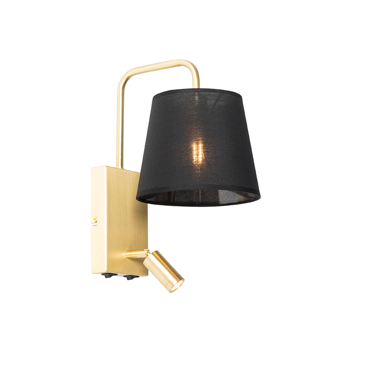 Image of Lampada da parete moderna nera e dóro lampada da lettura - Renier