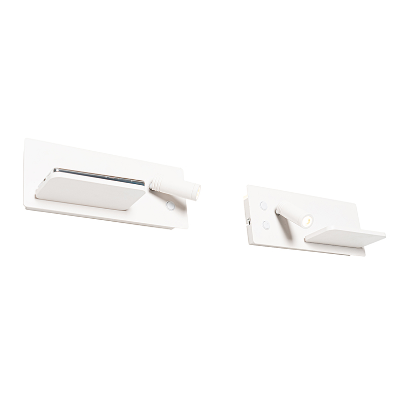 Set di 2 applique bianche con LED con USB e carica a induzione - Riza