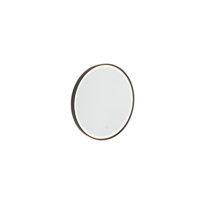 Levně Koupelnové zrcadlo černé 50 cm vč. LED s dotykovým stmívačem - Miral
