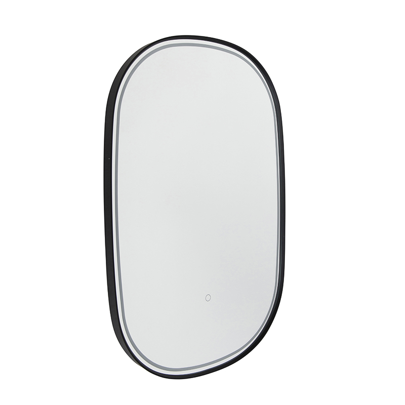 Badezimmerspiegel schwarz inkl. LED 3-Stufen-Dimmbar mit Touch Oval - Miral