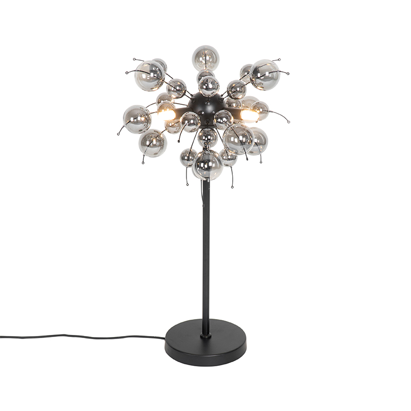 Dizajnová stolná lampa čierna s dymovým sklom 3-svetlá - Explode