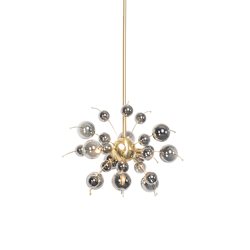QAZQA Design hanglamp messing met smoke glas 4-lichts - Explode
