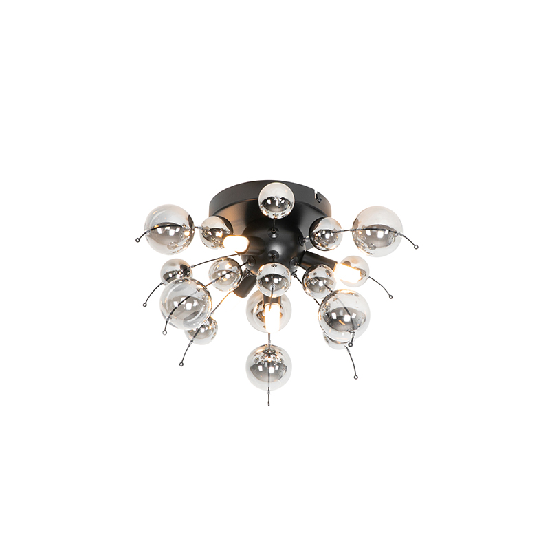 Stropné svietidlo čierne s dymovým sklom 40 cm 4-svetlá - Explode