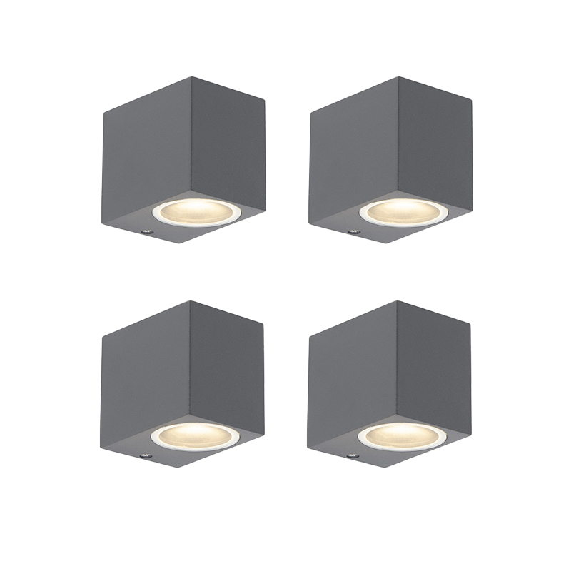 Sada 4 moderných nástenných svietidiel antracit IP44 - Baleno I