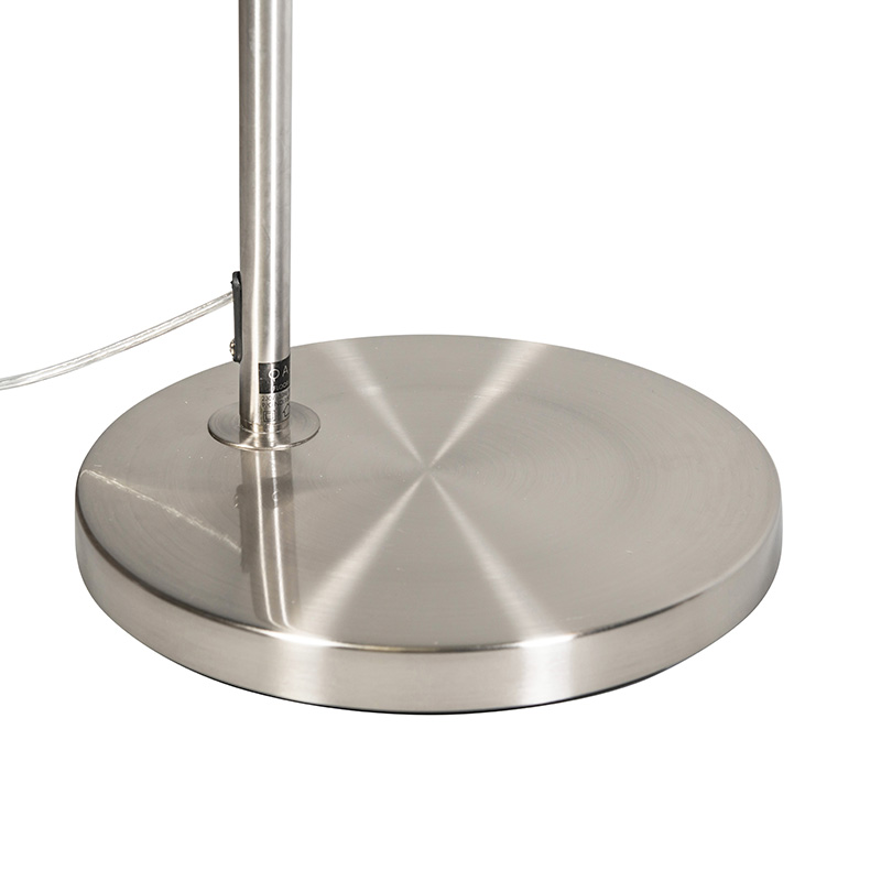 QAZQA + Lampada Da Terra Arco Arc - Moderno - Acciaio,Tessuto - Grigio/Acciaio - Tondo E27 Max. 1 X 9 Watt 15 Lampada ad arco acciaio paralume grigio con lampadine smart - ARC BASIC