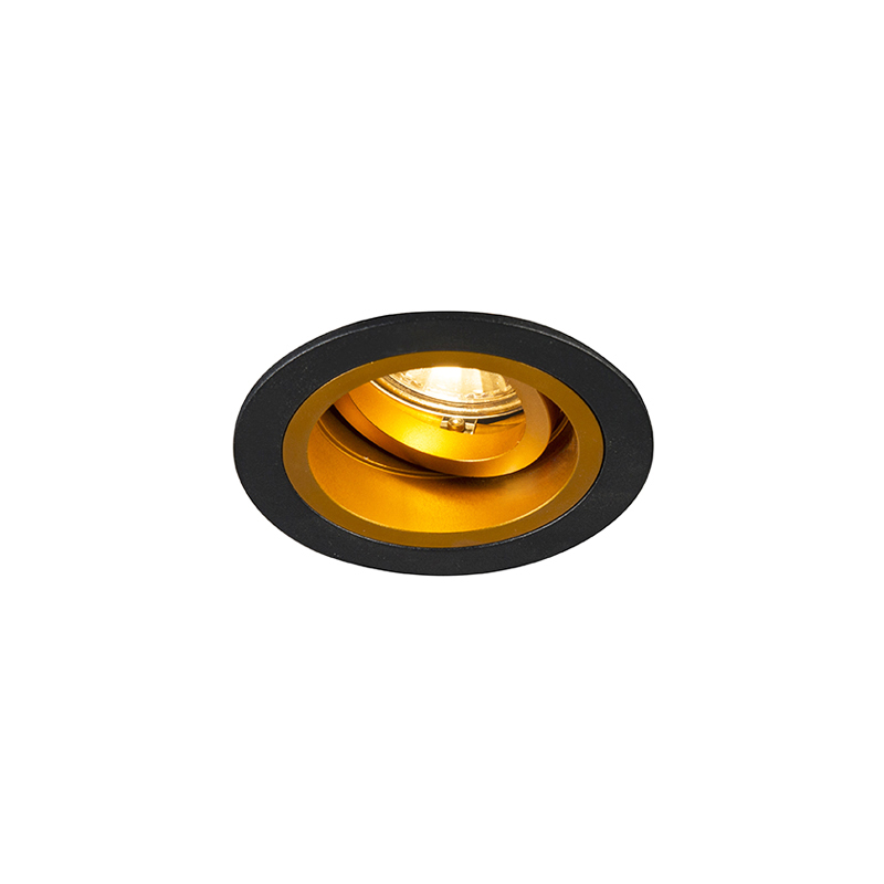 QAZQA Smart inbouwspot zwart met goud kantelbaar incl. Wifi GU10 - Chuck