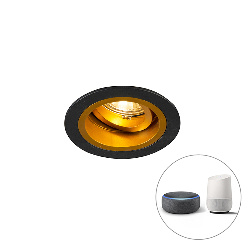 Inteligentné zapustené bodové čierne so zlatom, sklopné vrátane Wifi GU10 - skľučovadlo