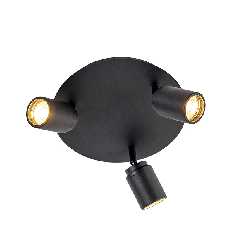 Smart moderne spot zwart incl. GU10 3-lichts IP44- Ducha