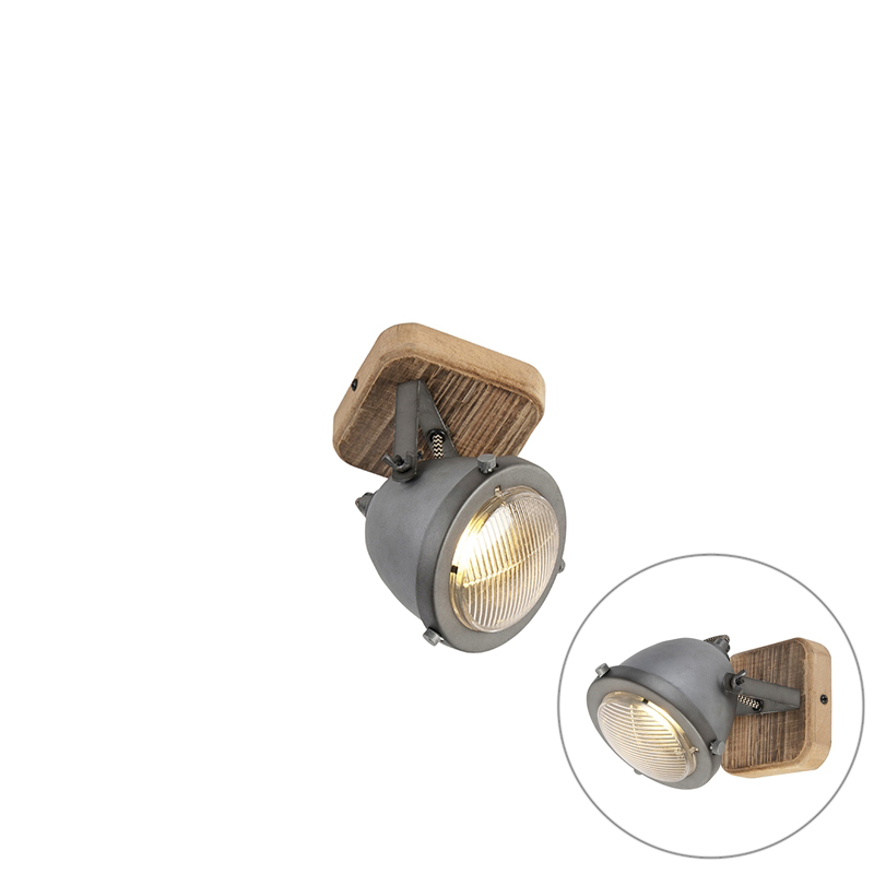 Inteligentné bodové svetlo oceľ s drevom vrátane WiFi GU10 nastaviteľné - Emado