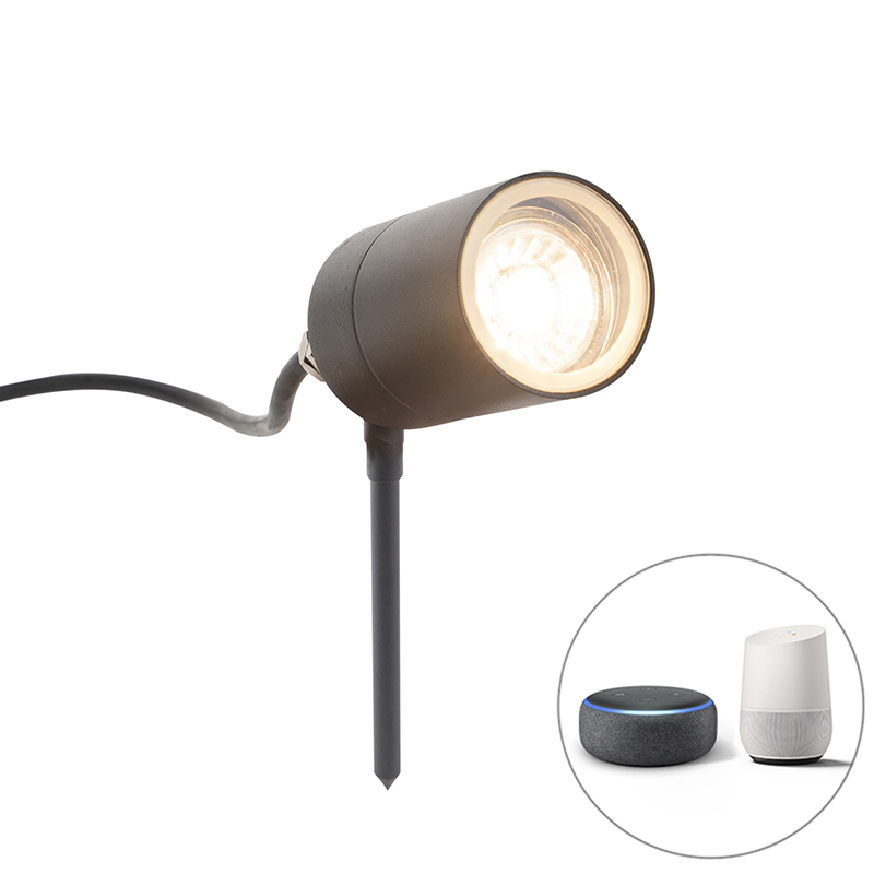 Inteligentné moderné bodové svietidlo na zem s antracitom IP44 vrátane wifi GU10 - Solo