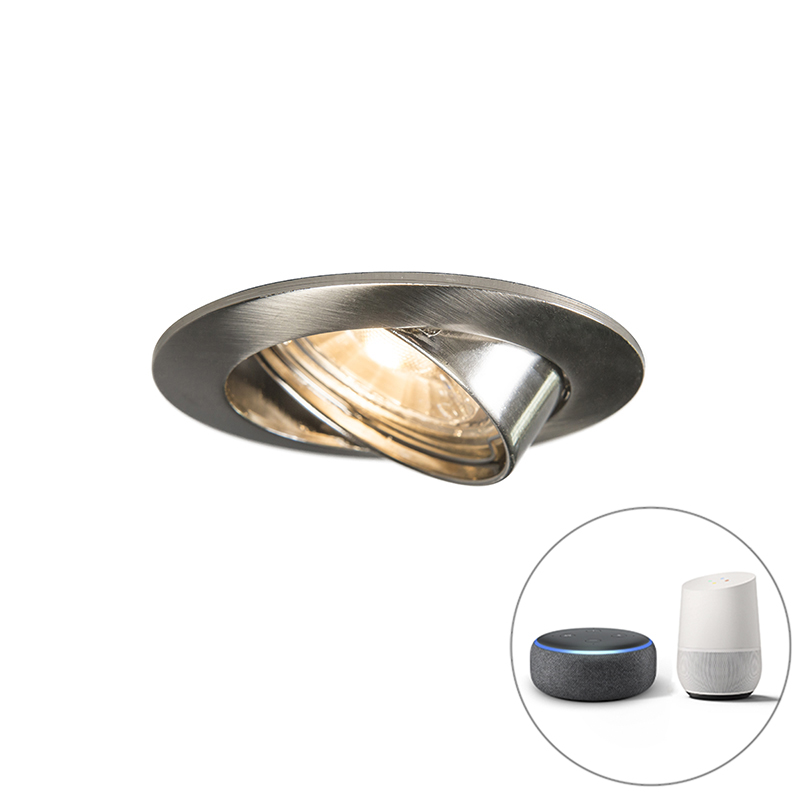 Inteligentné zapustené bodové svetlo čierne vrátane WiFi GU10 skloniteľné - Edu