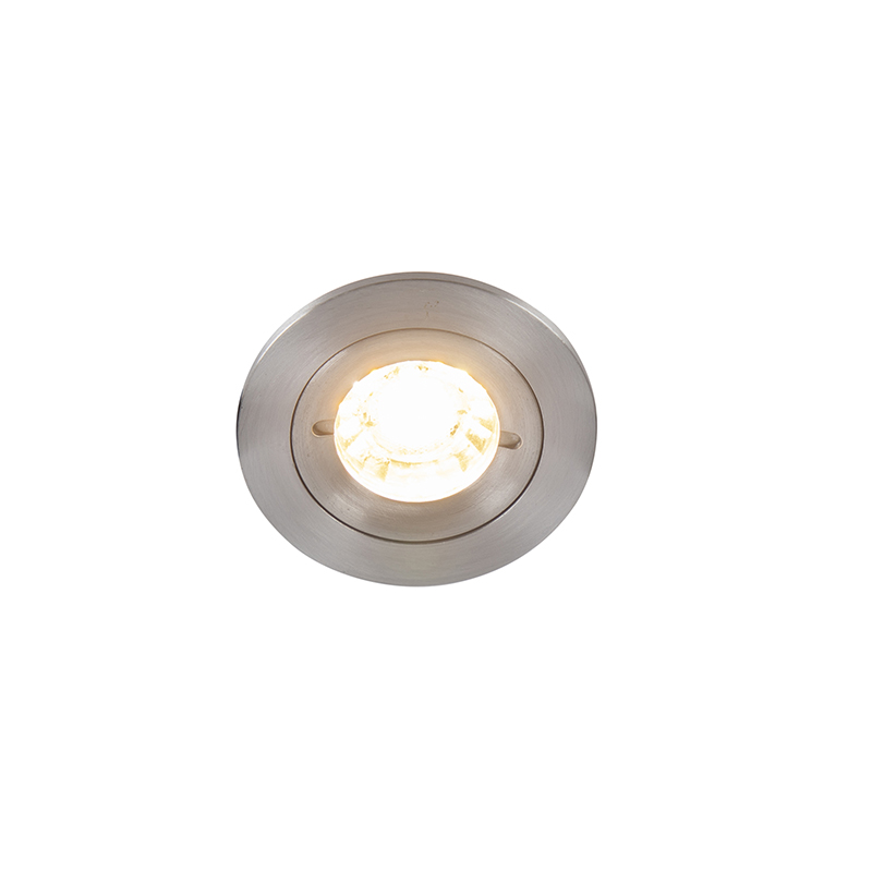 Inteligentné zapustené bodové svetlo oceľové okrúhle IP44 vrátane Wifi GU10 - Xena