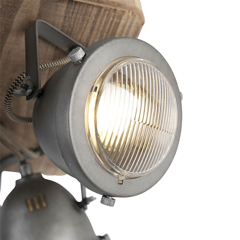 Smarte Deckenleuchte Stahl mit Holz inkl. 4 WiFi GU10 - Emado
