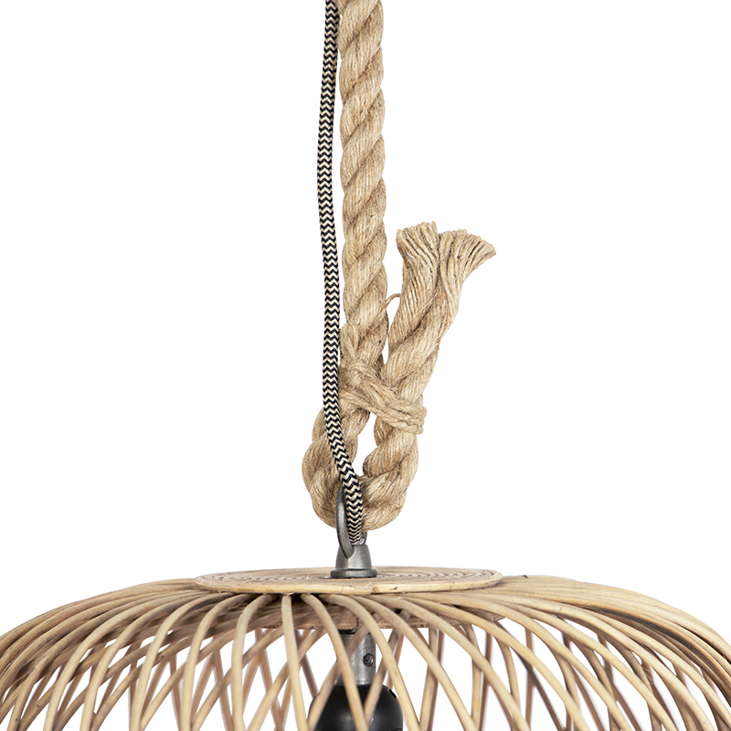 Lampada a sospensione rustica intelligente in rattan con lampadina WiFi G125 - Calamus