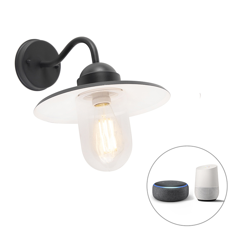 Inteligentná rustikálna nástenná lampa antracit IP44 vrátane wifi E27 - Kansas