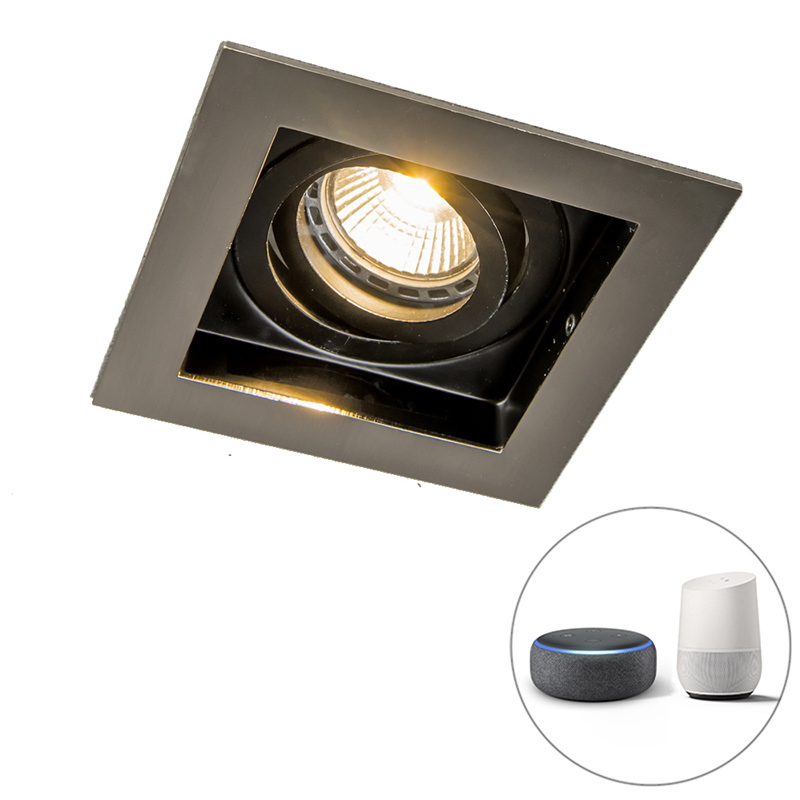 Inteligentné zapustené bodové svetlo oceľ vrátane Wifi žiarovky GU10 - Carree