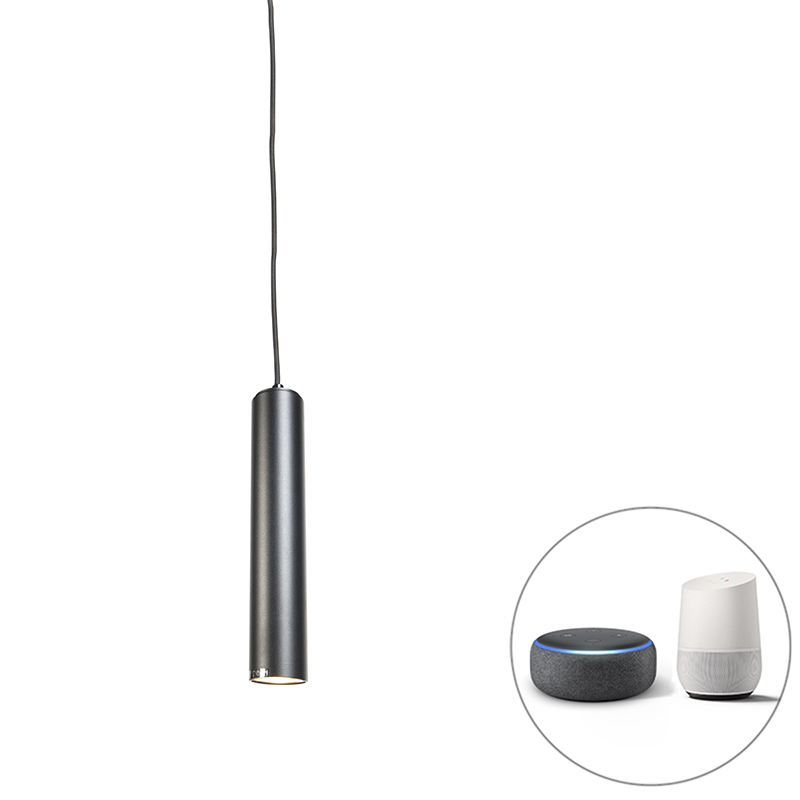 Lampă suspendată cu design inteligent negru, inclusiv sursă de lumină WiFi GU10 - Tuba Small