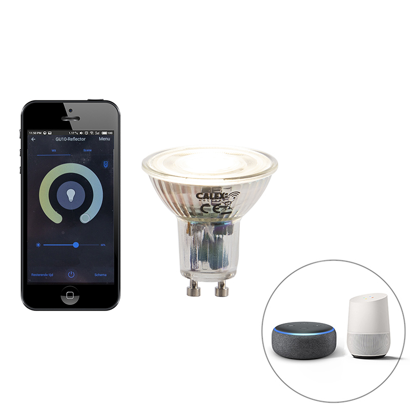 Binario intelligente monofase nero con acciaio incl. 5 GU10 WiFi - Suplux