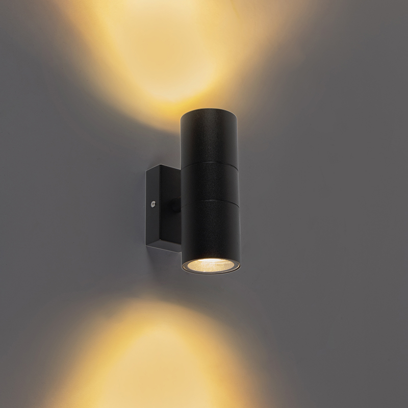 Smart buitenwandlamp zwart IP44 incl. 2 wifi GU10 - Duo Smart buitenwandlamp zwart IP44 incl. 2 wifi GU10 - Duo