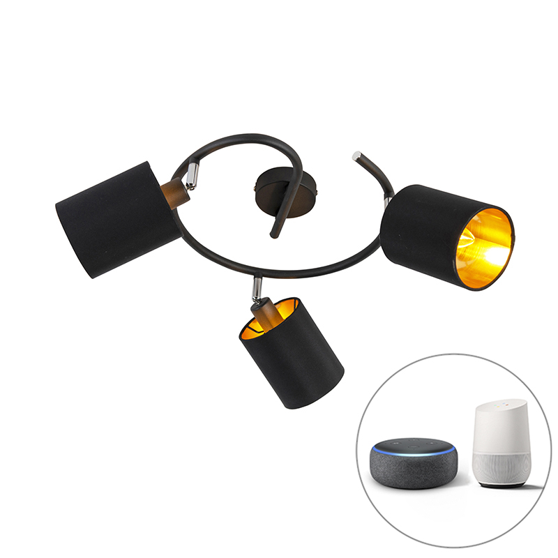 Inteligentné moderné stropné svietidlo čierne vrátane 3 WiFi B35 - Lofty