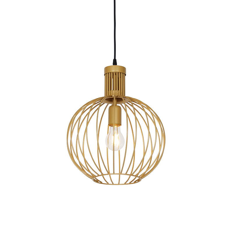 QAZQA Design hänglampa guld 30 cm – Wire Dos