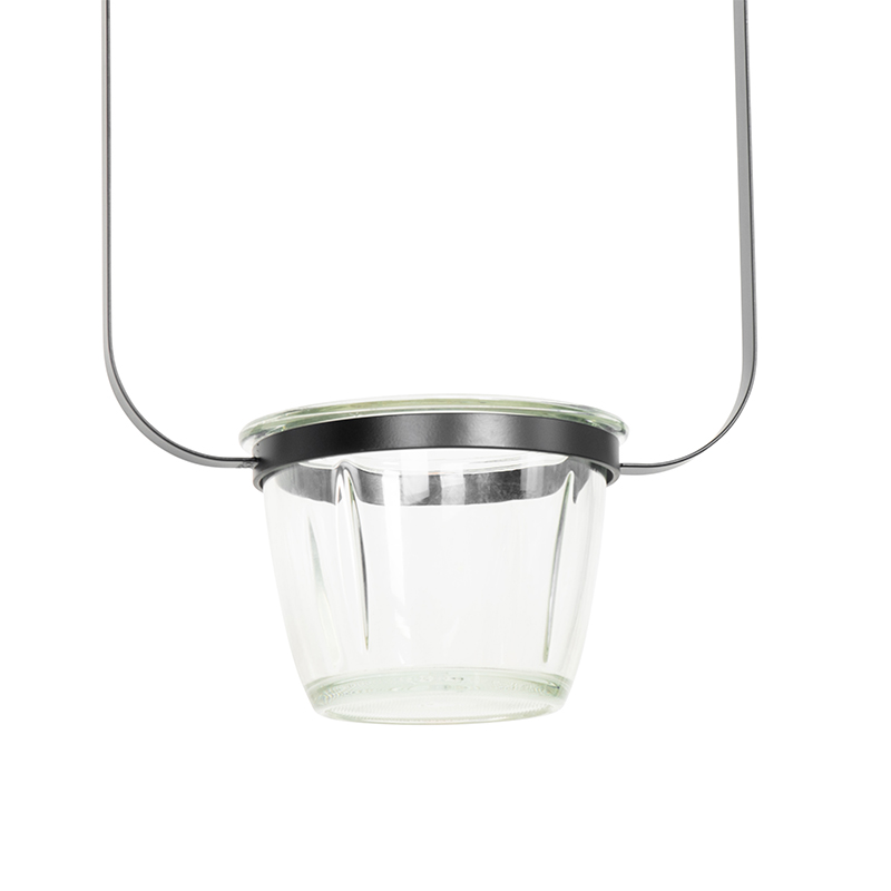 Lámpara colgante moderna negra con vidrio rectangular - Roslini