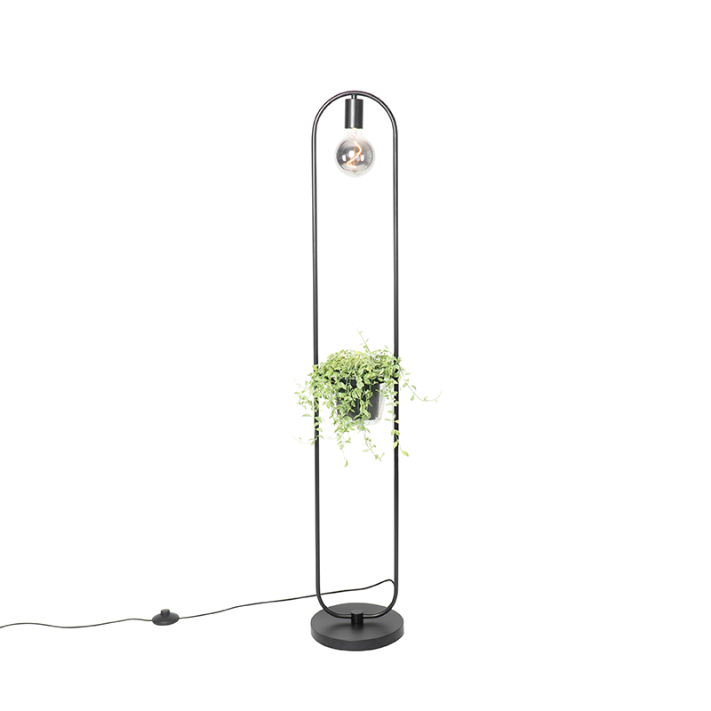 Moderná stojaca lampa čierna so sklom 25 cm - Roslini Moderná stojaca lampa čierna so sklom 25 cm - Roslini