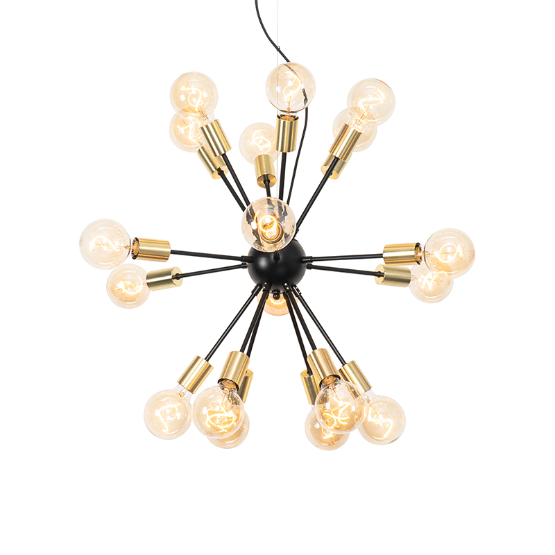 Modern függőlámpa fekete, arany 18-as lámpákkal - Juul
