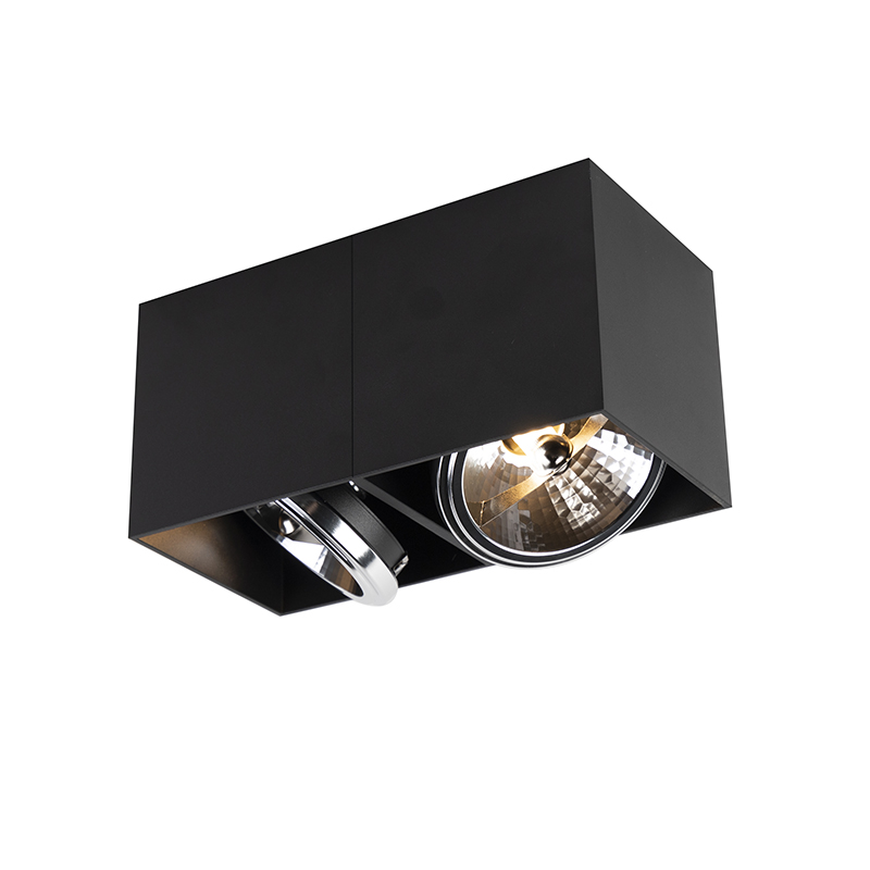 Image of Faretto design nero rettangolare 2 luci - Box