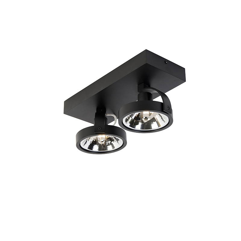 spot design noir orientable 2 lumières - go