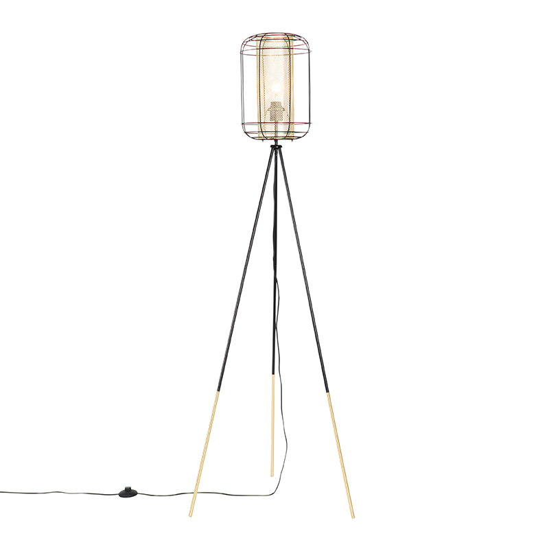 Design floor lamp tripod black with gold - Gaze