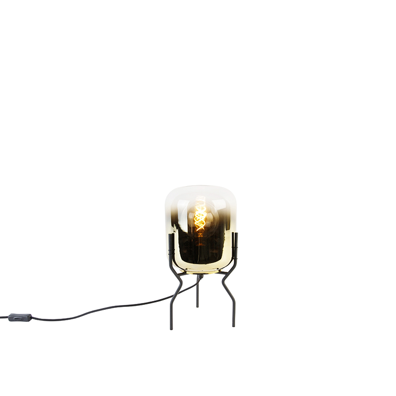 Design tafellamp zwart met goud glas - Bliss