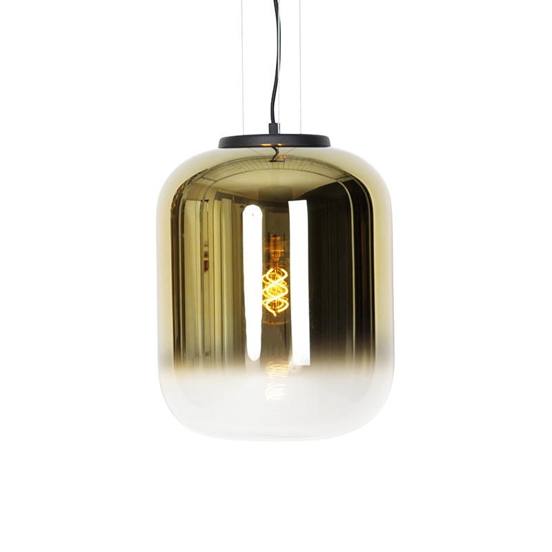 Design hanglamp zwart met goud glas - Bliss