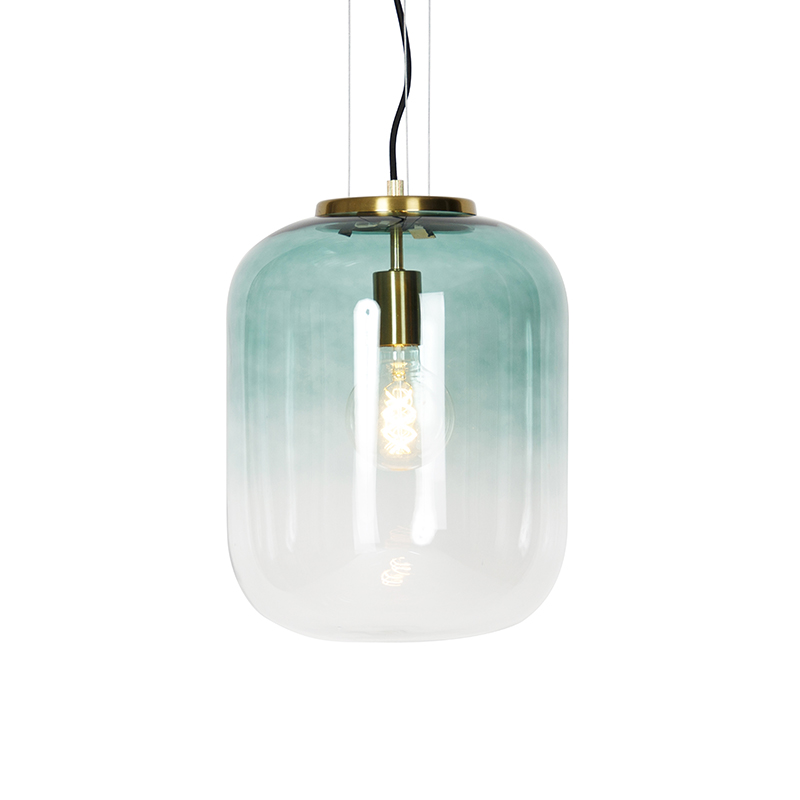 Design hanglamp goud met groen glas - Bliss