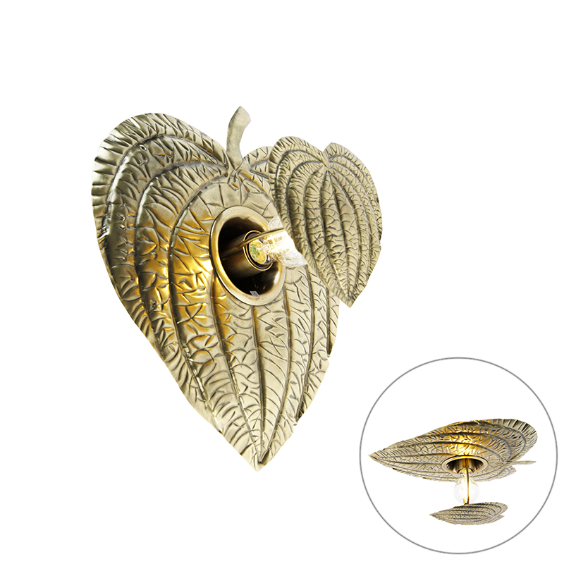 Dizajnové nástenné svietidlo starožitné zlaté - Folla