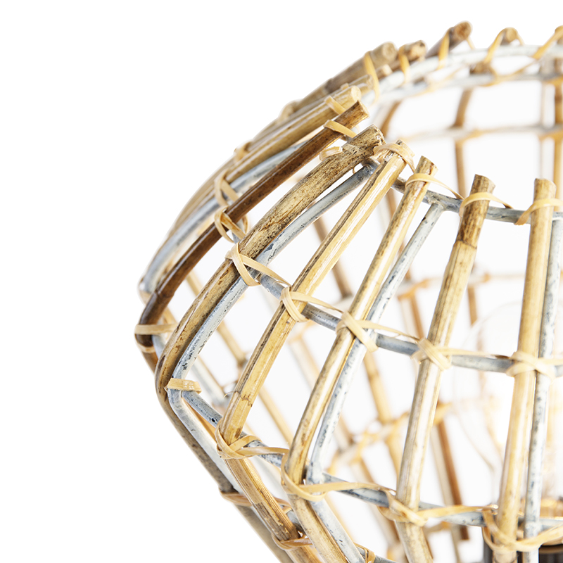 Rustic Tripod Table Lamp Bamboo with White - Canna Diamond