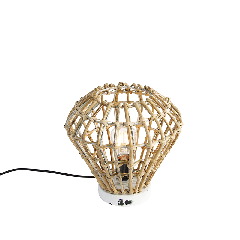 E-shop Vidiecka stolová lampa bambusová s bielou - Canna Diamond