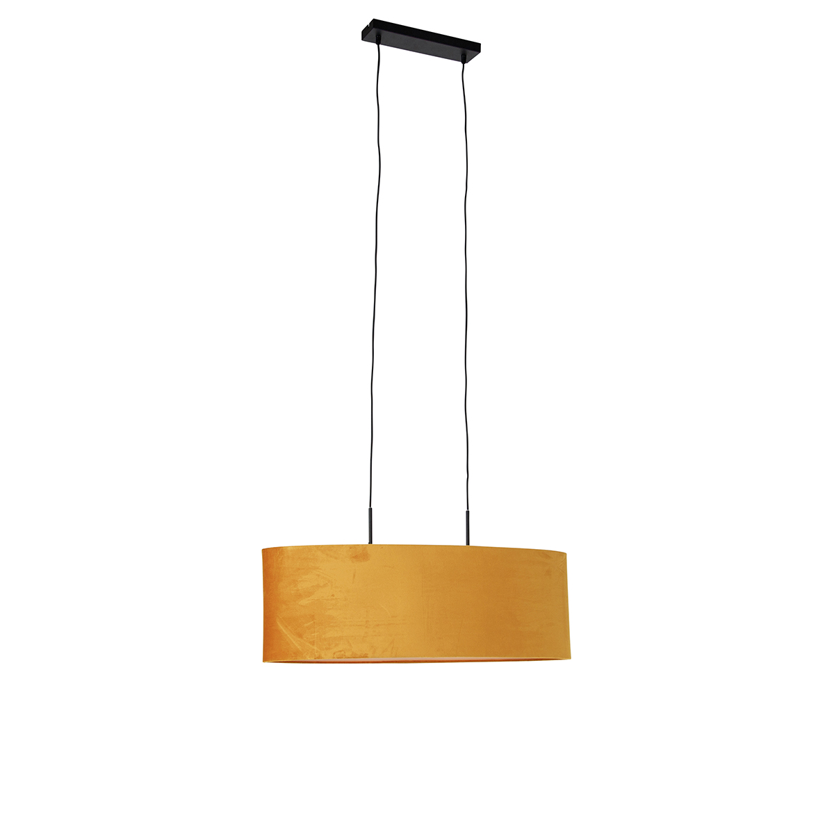 Suspension moderne noire avec abat-jour jaune 2 lumières – Tanbor