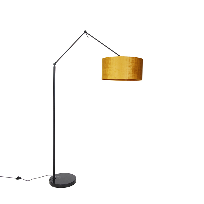 Moderná stojaca lampa čierna so zlatým tienidlom 50 cm - Editor