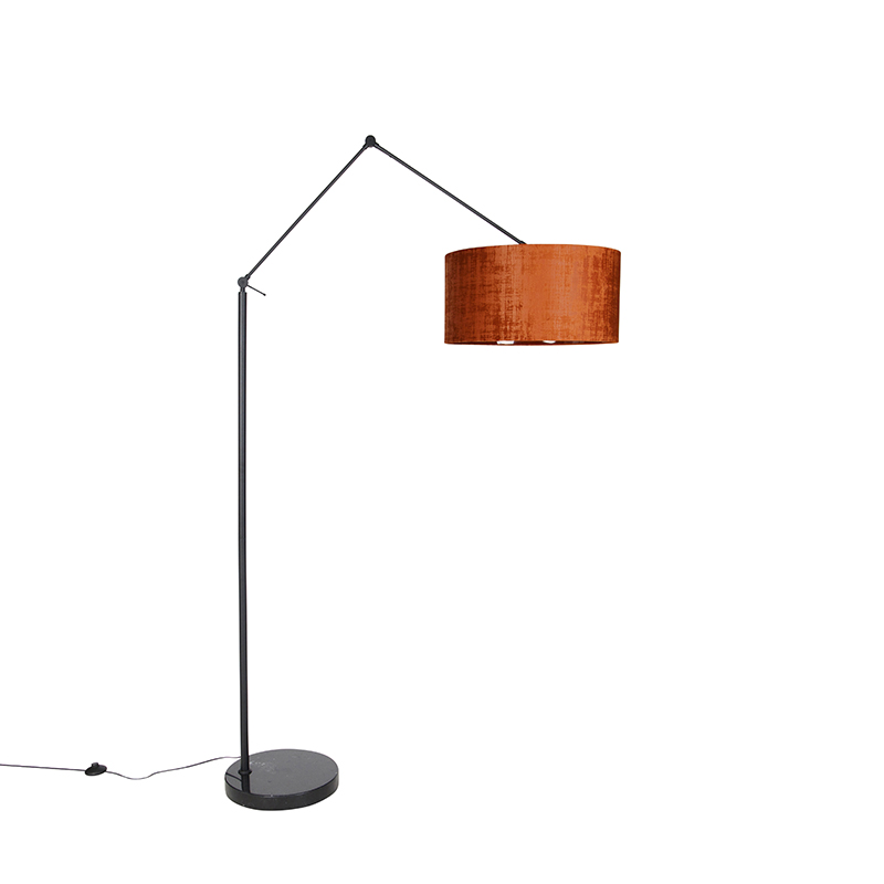 Lampadaire moderne lin noir abat-jour orange 50 cm - Editeur