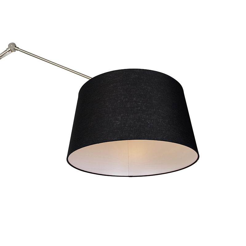 lampadaire moderne acier abat-jour lin noir 45 cm - editeur