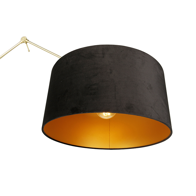 lampadaire moderne doré  / abat-jour velours noir 50 cm - editeur