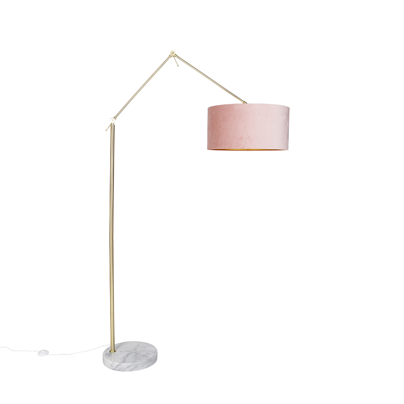 Moderne vloerlamp goud velours kap roze 50 cm - Editor