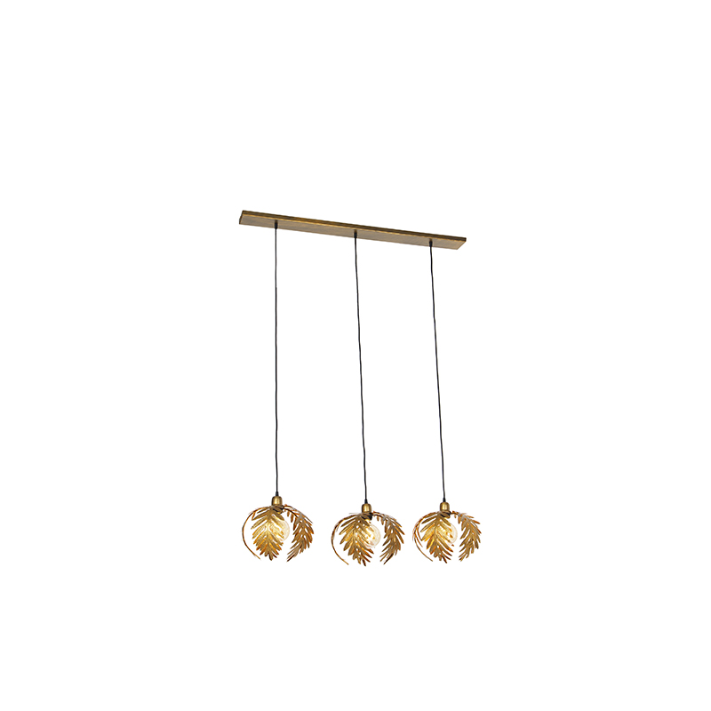 Vintage hanglamp goud langwerpig 3-lichts - Botanica