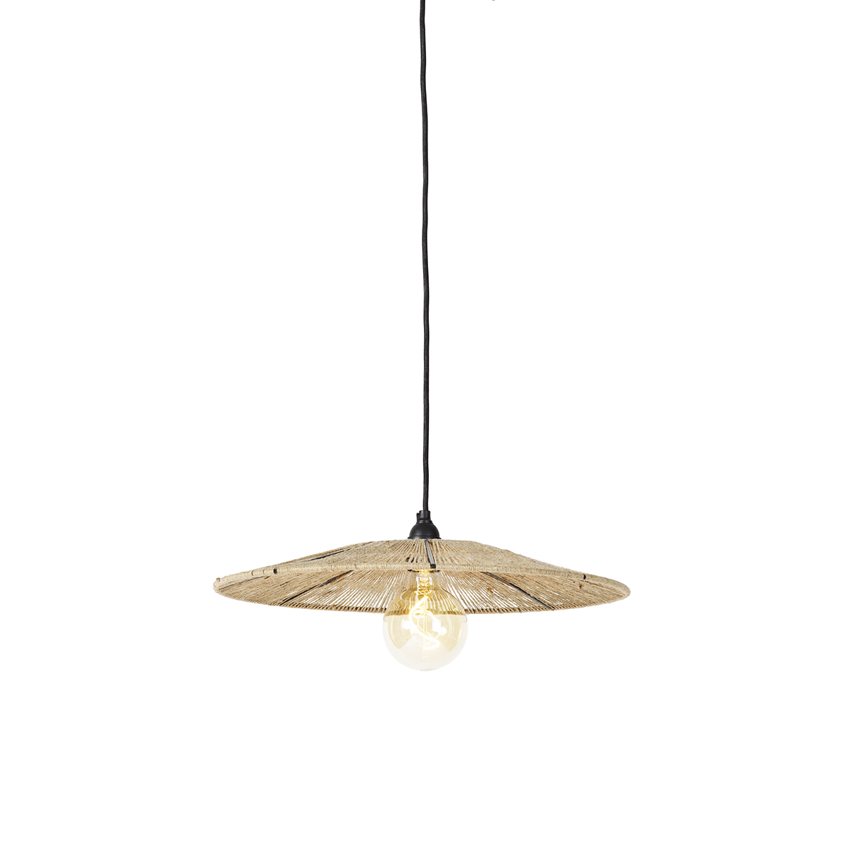 Vidiecka závesná lampa čierna s povrazom - Sacha