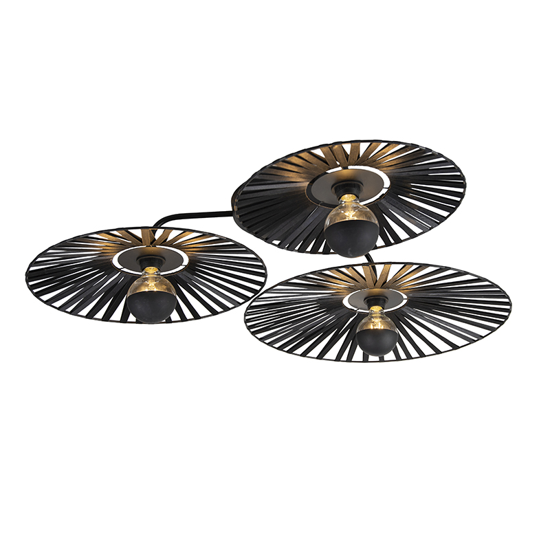 Rustic Ceiling Light Black 3-Light - Leia