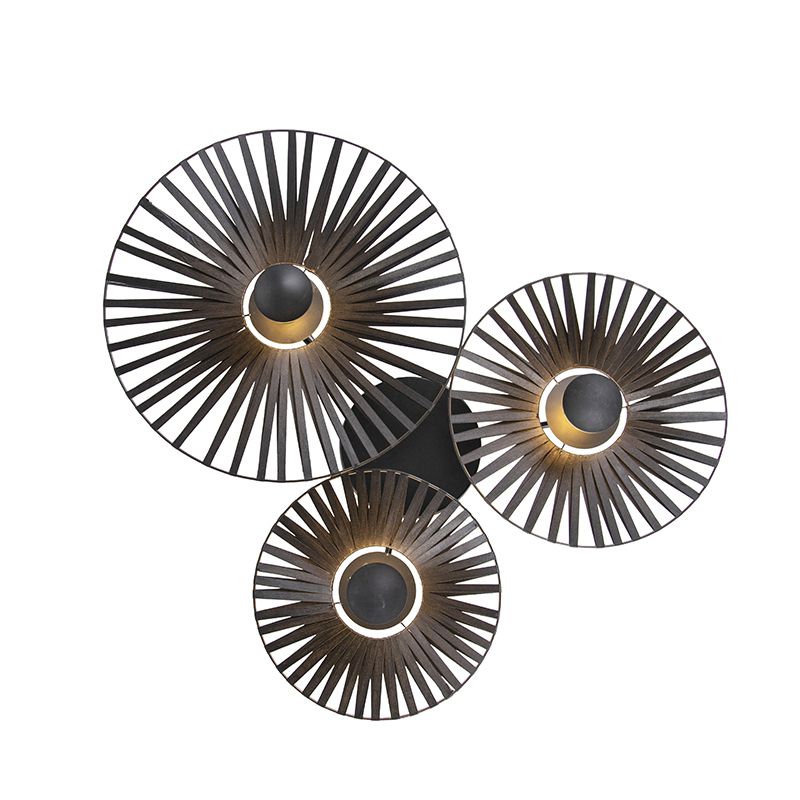 Rustic Ceiling Light Black 3-Light - Leia